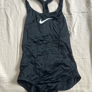 Nike Women's Black One-Piece Swimsuit with White Logo